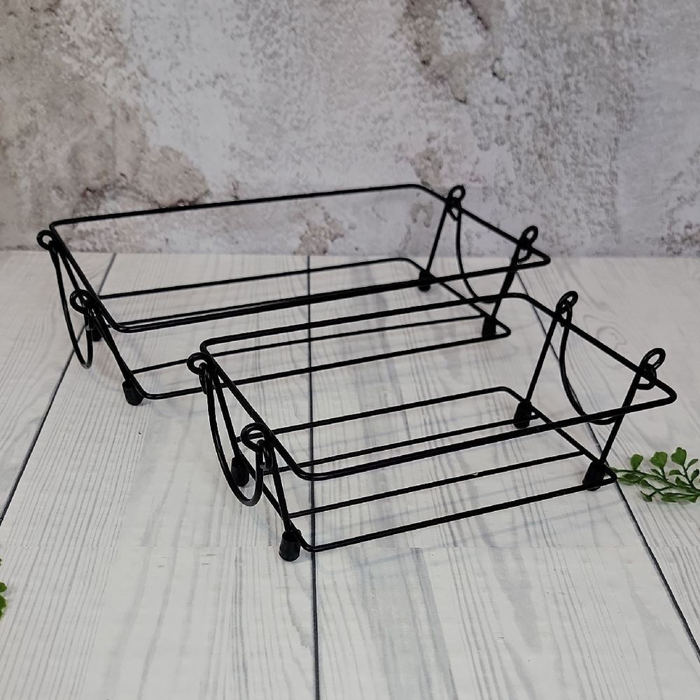 Old World Temptations By Tara Black Iron Baking Dish Rack Set Of 2 (12"&8.5")